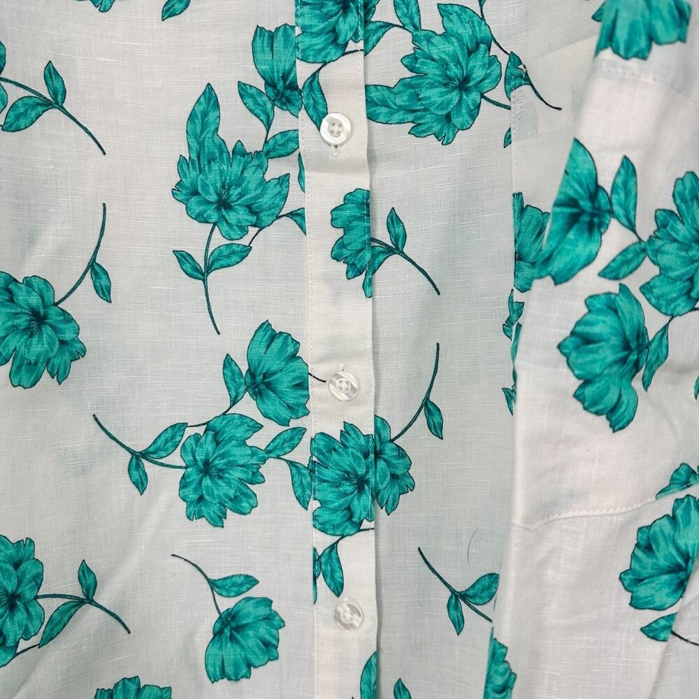 Woman Within White With Green Floral Design Top Size 26/28 - Picture 4 of 4